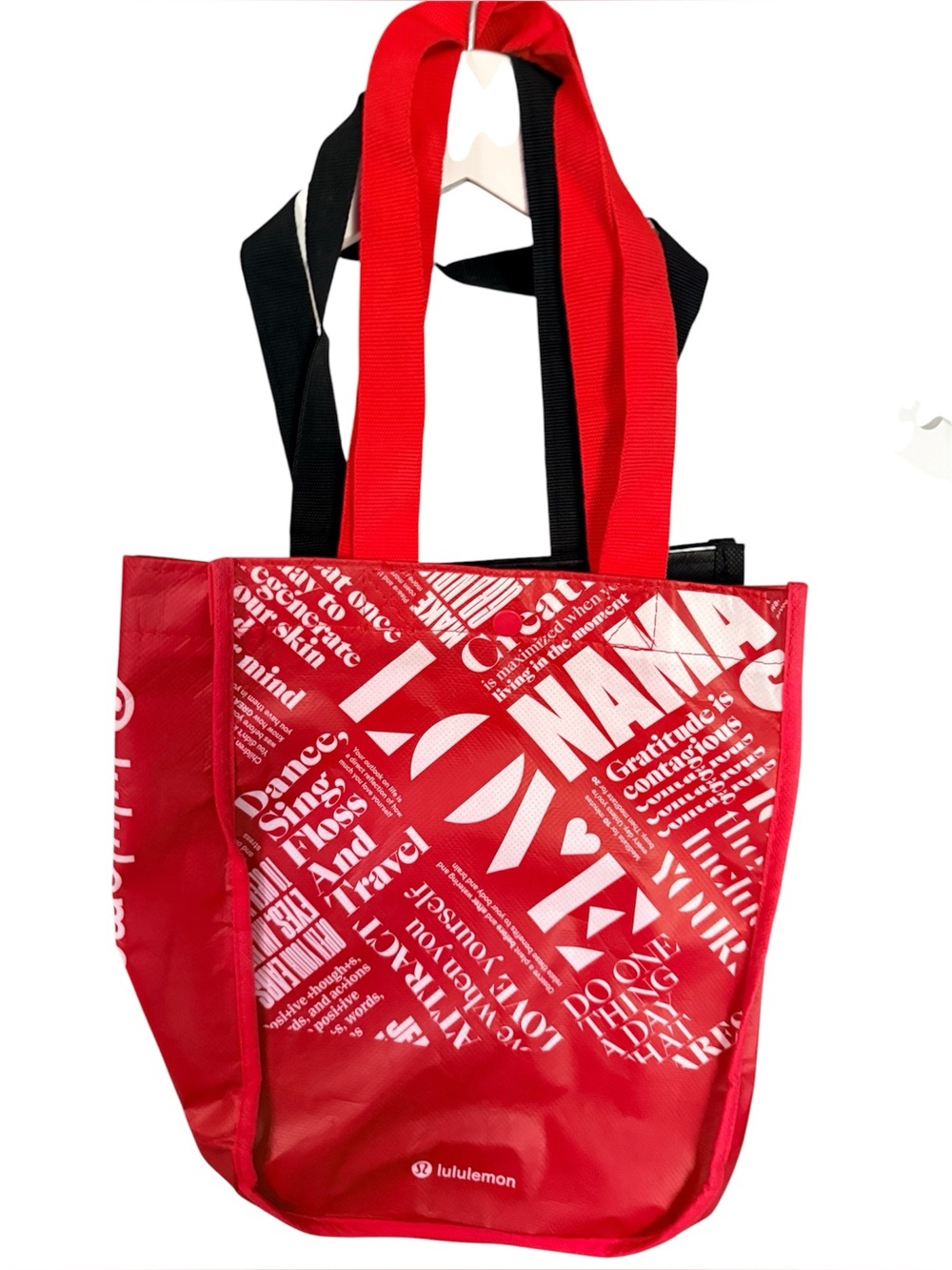lululemon athletica totes 1 Red Tote with White Graphic Print 1 Black - Picture 1 of 3